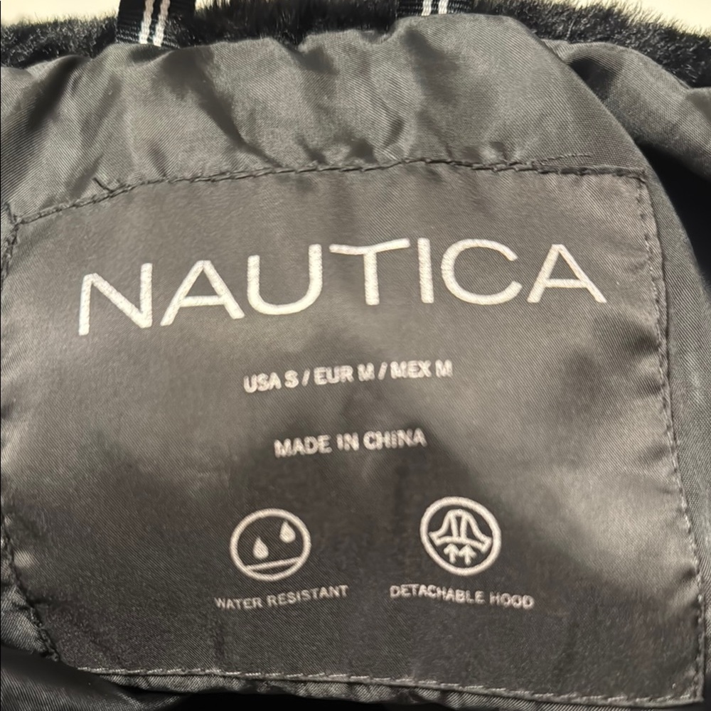 Nautica Black Puffer Jacket with Faux Fur Hood - Picture 5 of 5